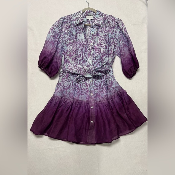 CHRISTY LYNN Erin Purple Shirt Dress – Size Medium – tie waist- EUC - Picture 12 of 13